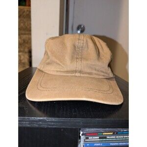 Vintage Eddie Bauer Baseball Cap Beige Elastic Back Cotton USA Metal Rivots